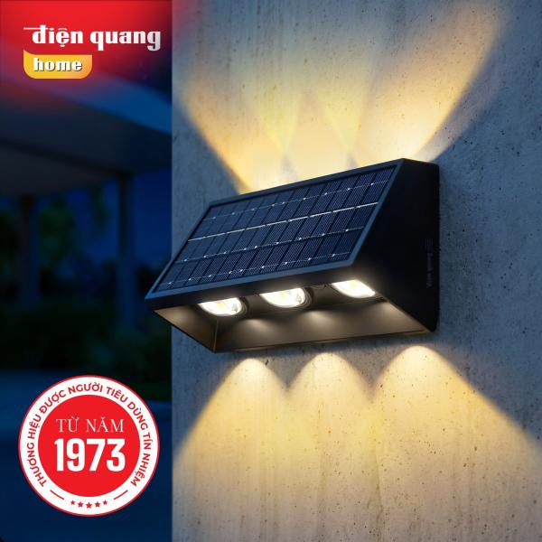 Đèn LED hắt tường NLMT ĐQ ECO SGT02 (đổi màu, 2 chiếu lên xuống, tấm pin tích hợp)